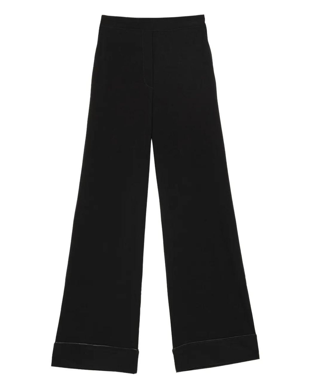 Maliparmi Black Cuffed Wide-Leg Trousers