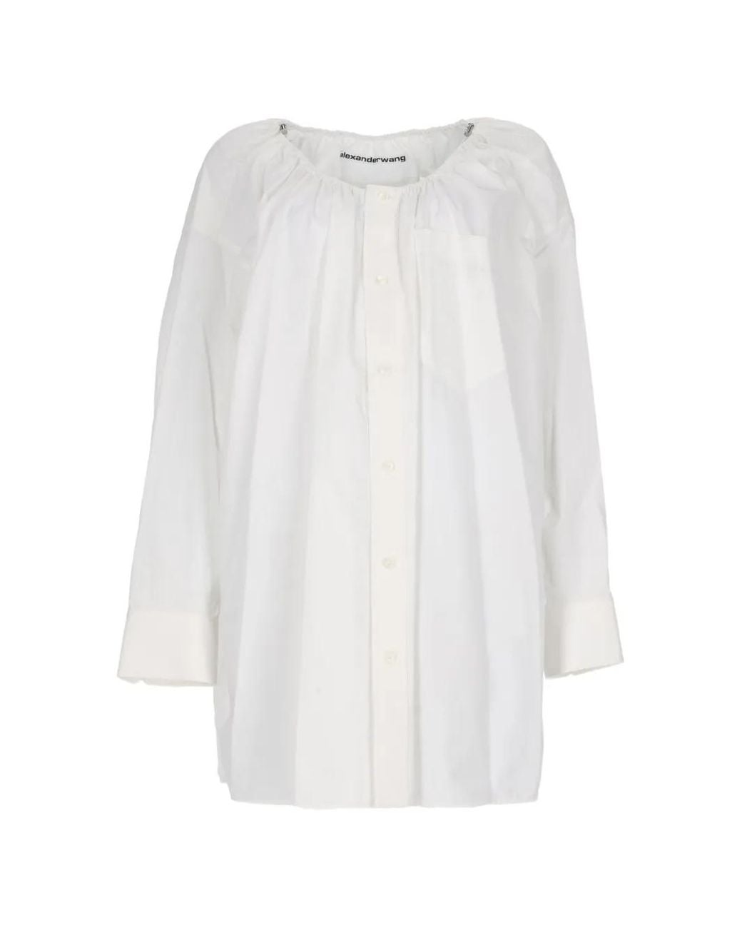 Alexander Wang White Bungee Scoop Neck Mini Shirt Dress