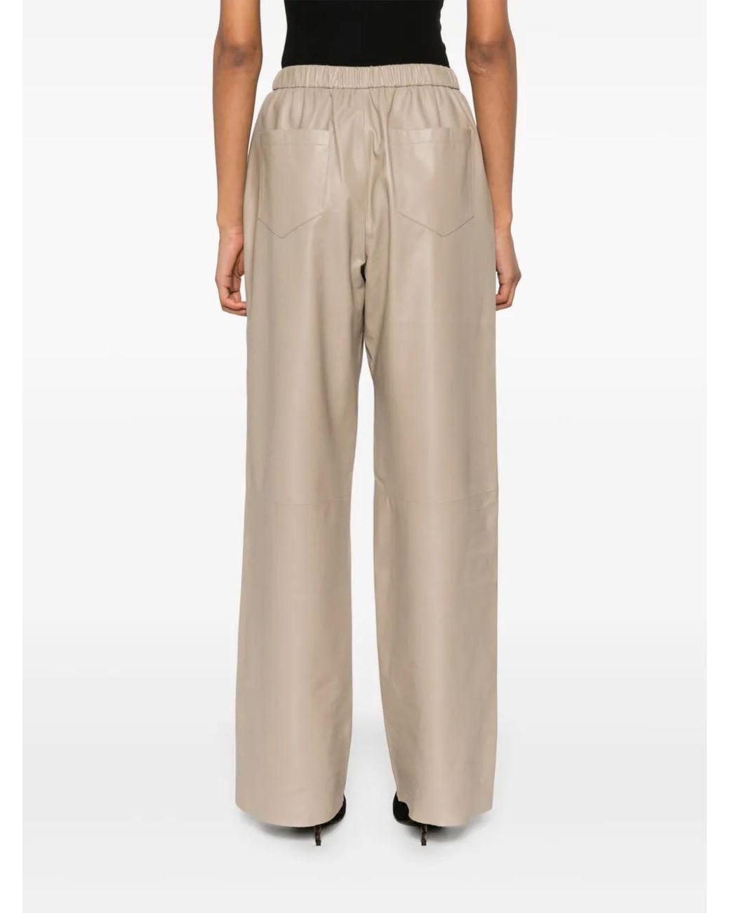 Simonetta Ravizza Natural Sheepskin Elasticated Tapered Trousers