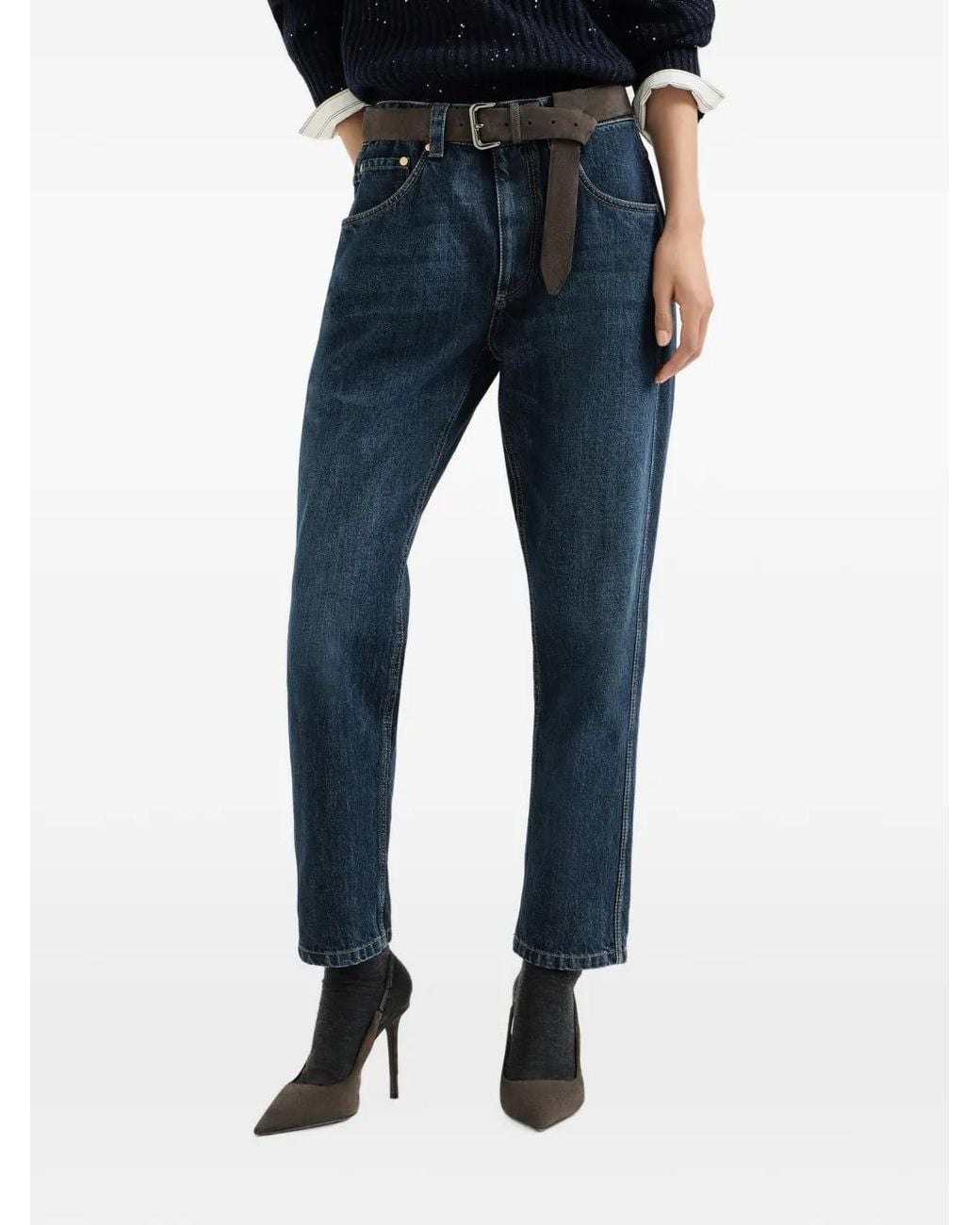 Brunello Cucinelli Blue Authentic Straight Jeans With Shiny Bartack