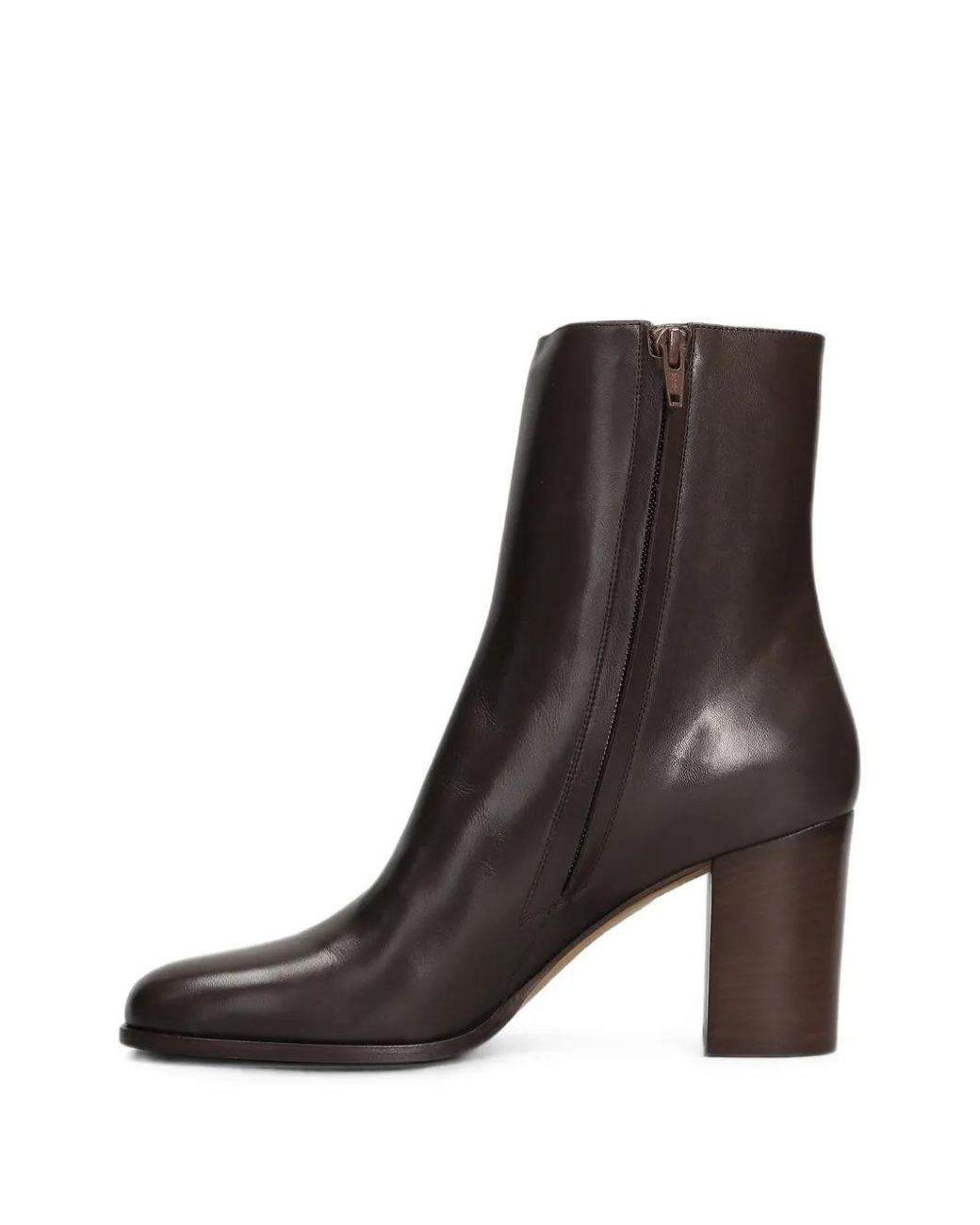 Mara Bini Brown Round-Toe Block-Heel Ankle Boots