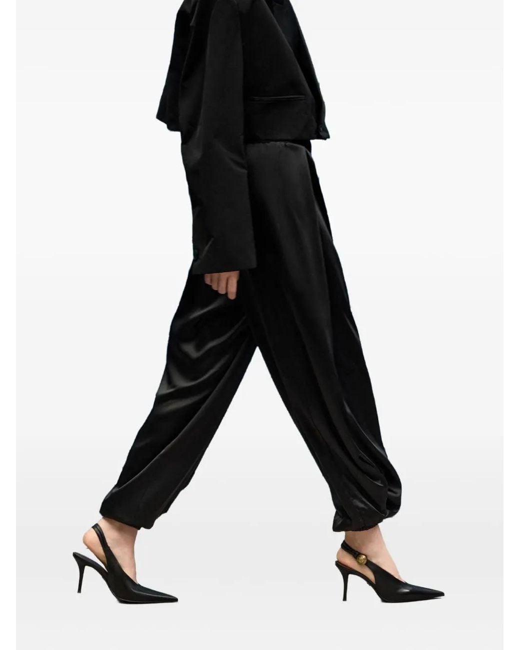 POTAMY Black 100Mm Leather Heeled Pumps