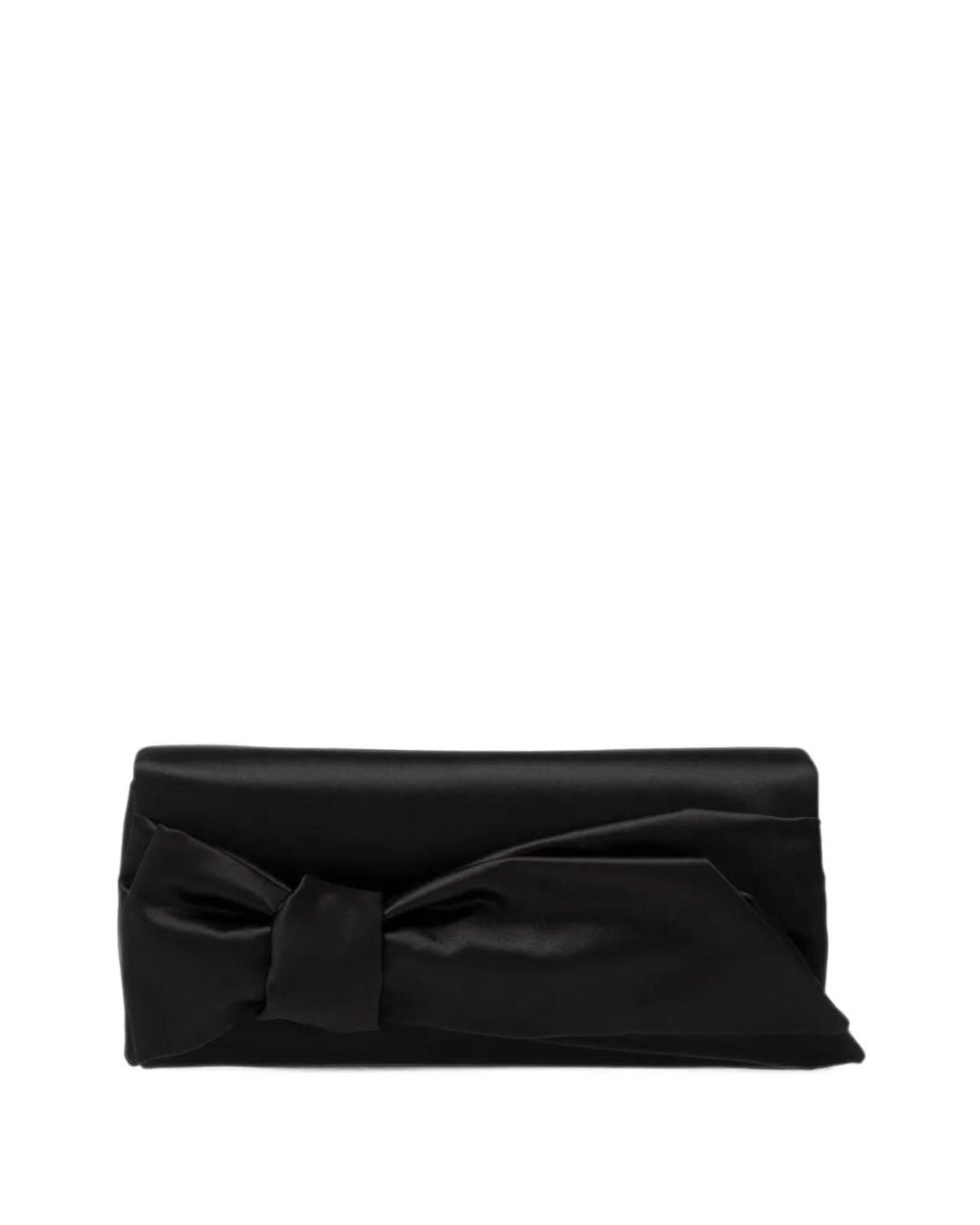 Carolina Herrera Black Karlita Bow-Detail Satin Clutch Bag
