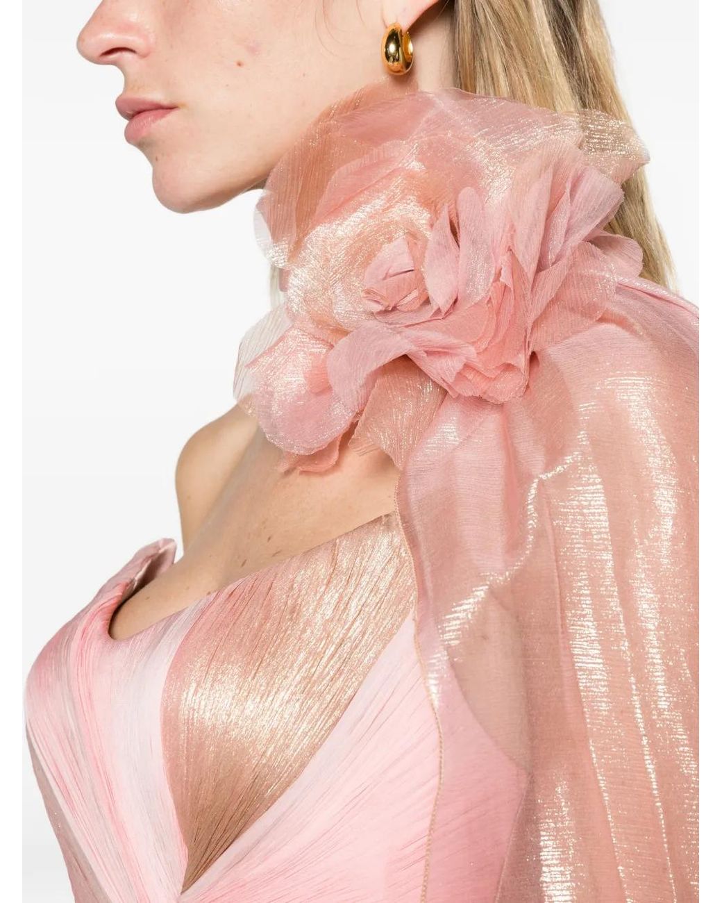IRIS SERBAN Pink Nur Pleated Draped Gown