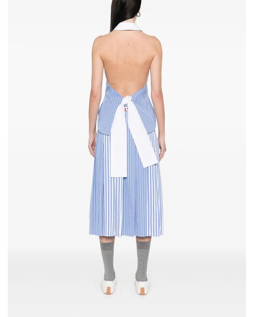 Thom Browne Blue Pinstriped Halter Top