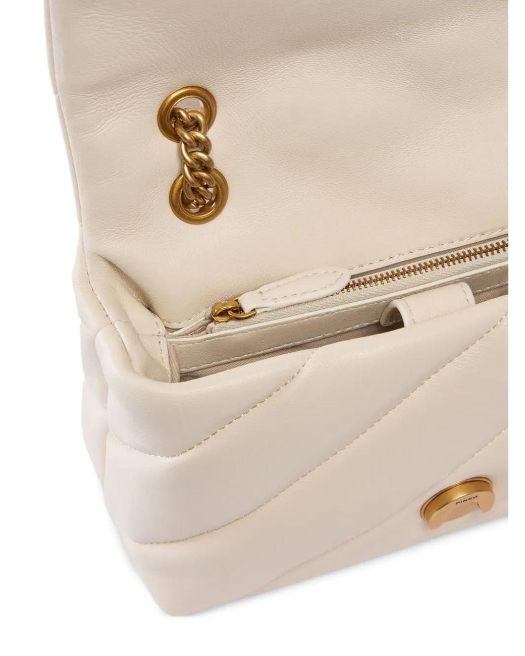 Pinko Natural Small Love Bag Puff Maxi Quilt New Buckle Shoulder Bag