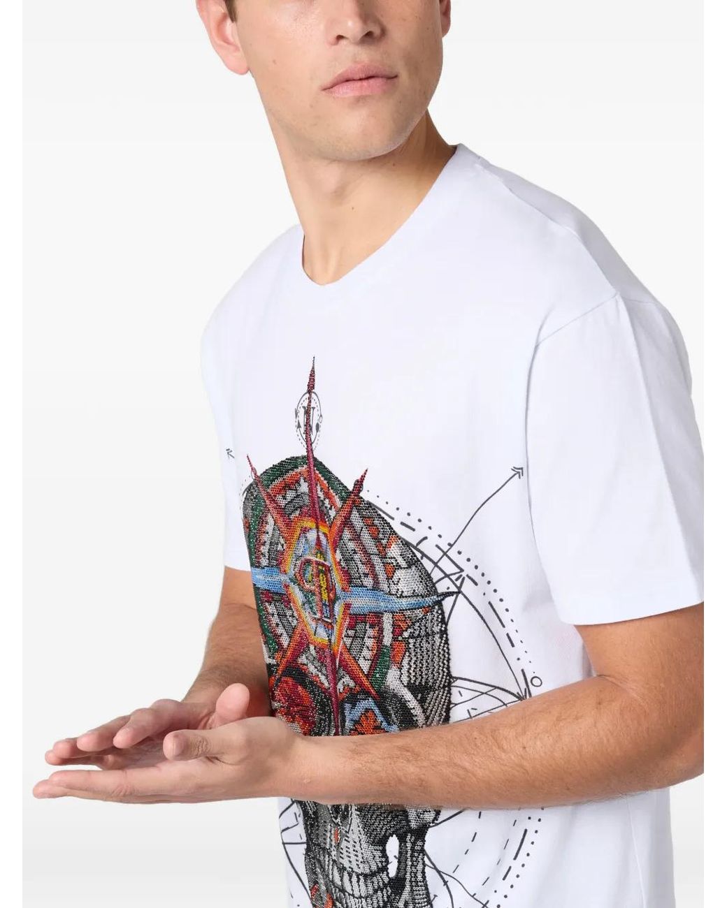 Philipp Plein White Skull-Graphic T-Shirt for men
