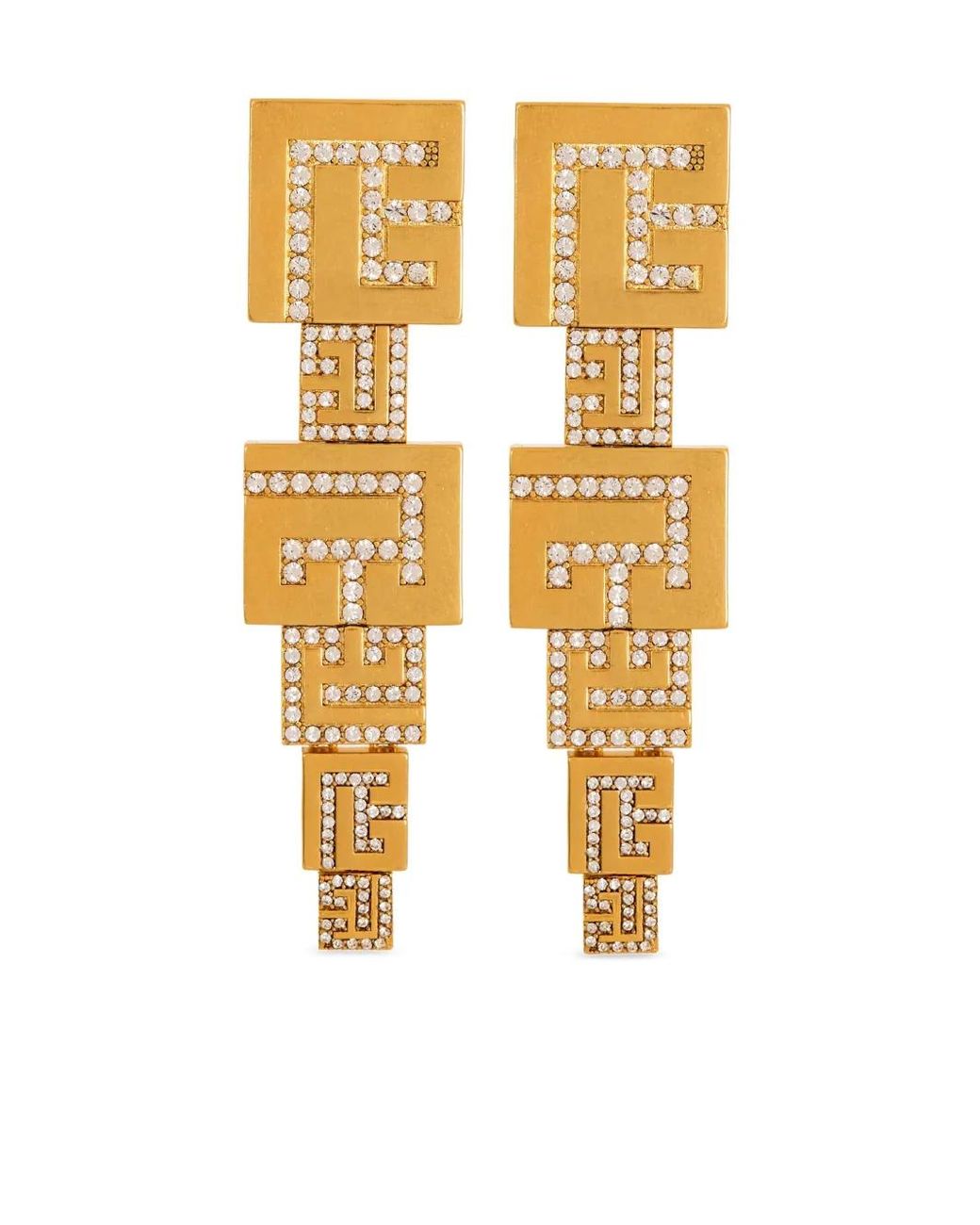 Balmain Metallic Pb-Logo Pendant Earrings