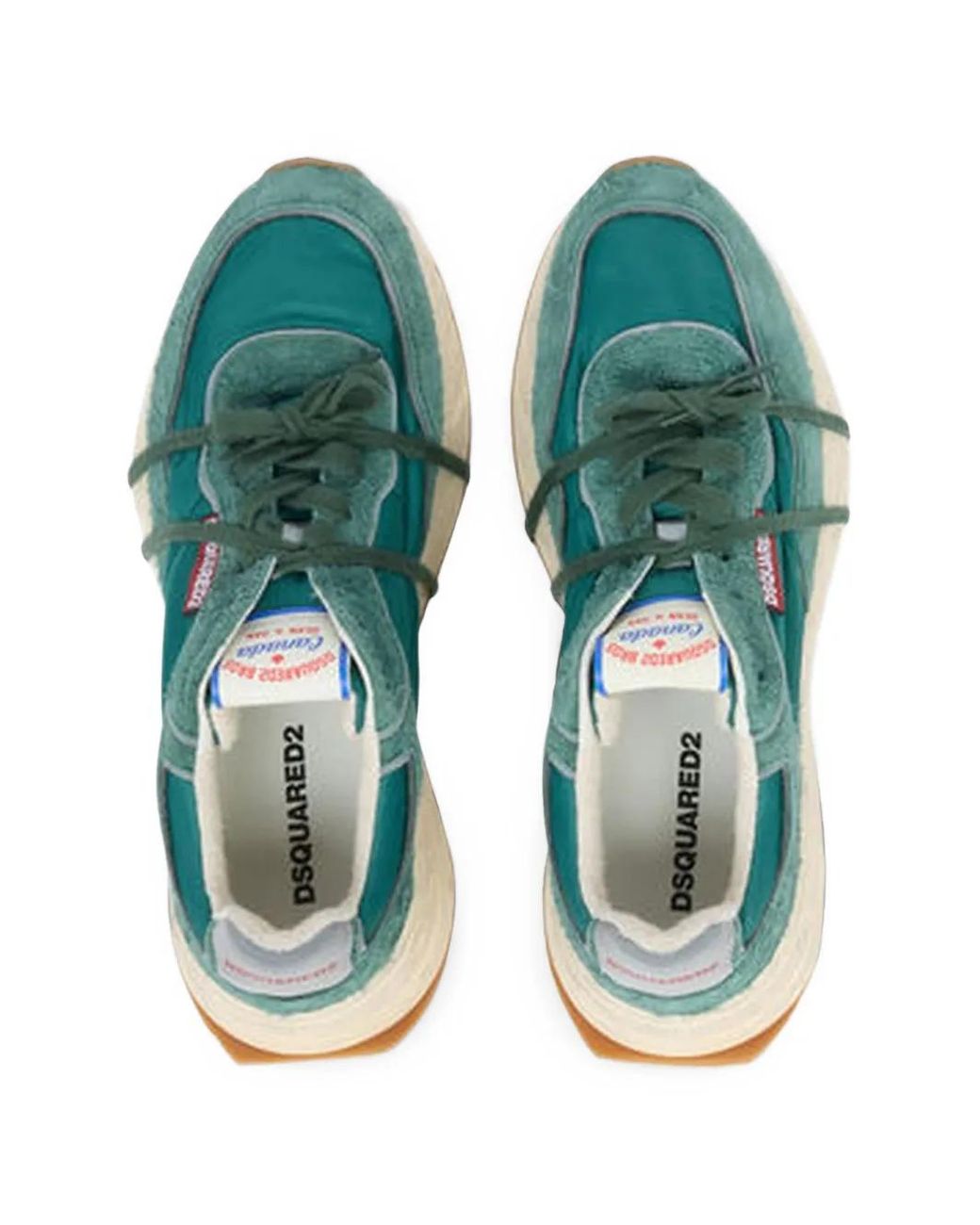 DSquared² Green Lace-Up Low-Top Sneakers for men