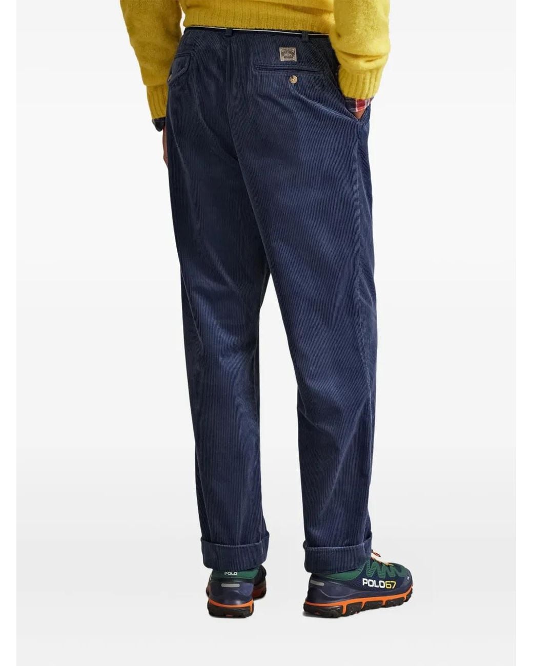 Polo Ralph Lauren Blue Pleated Corduroy Trousers for men