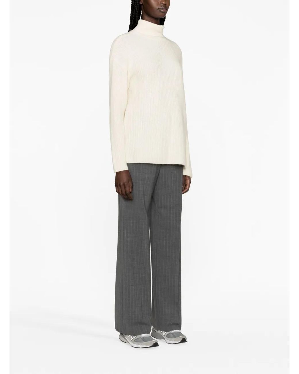 P.A.R.O.S.H. White Roll-Neck Waffle-Knit Jumper