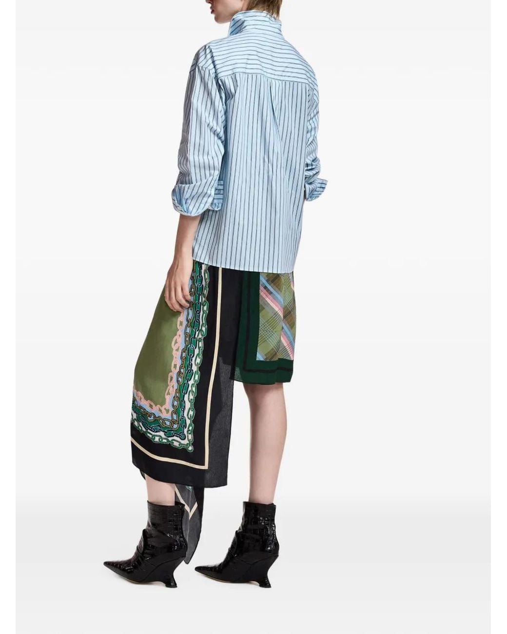 Essentiel Antwerp Blue Krystal Striped Asymmetric Shirt