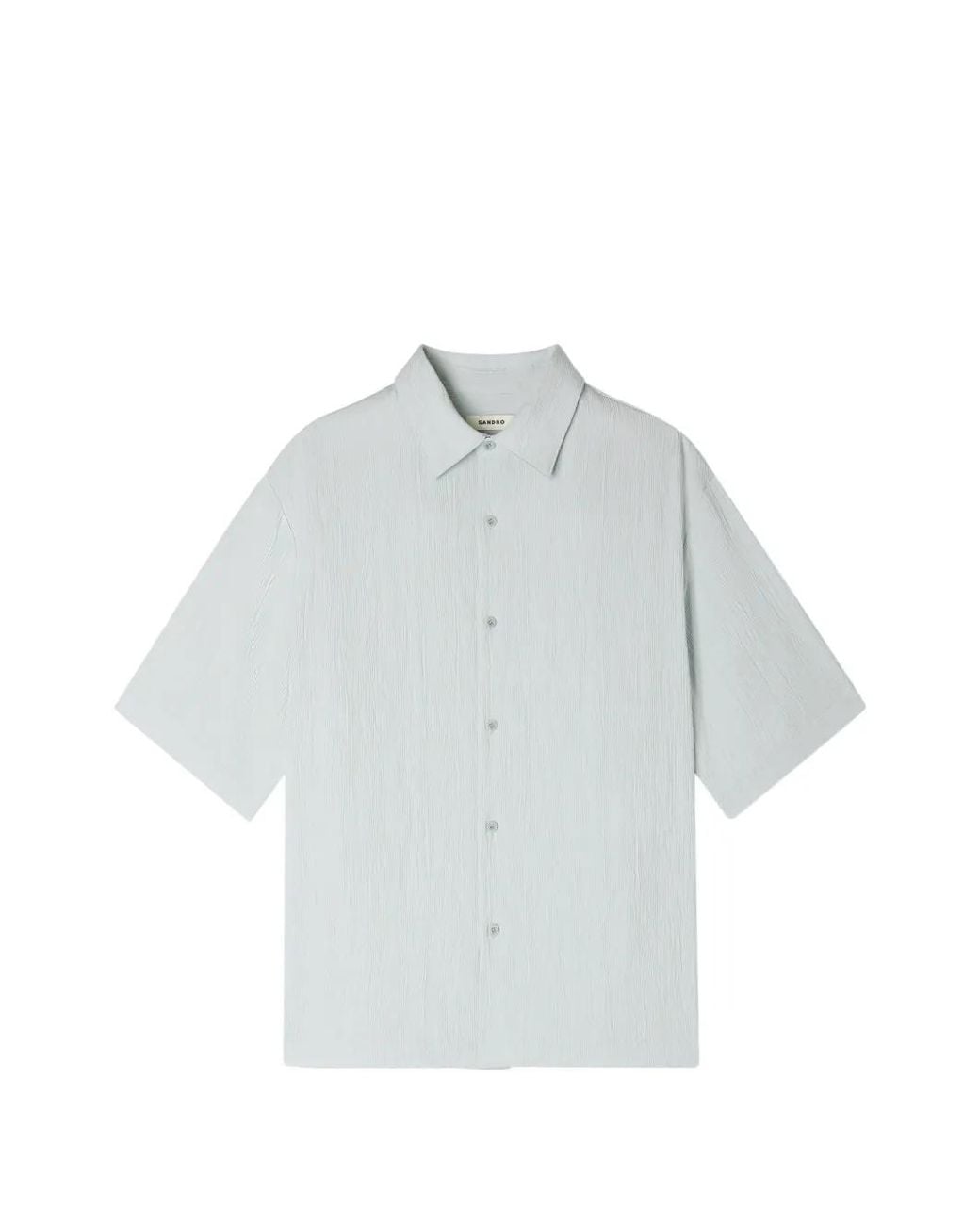 Sandro Gray Crinkled-Effect Shirt With Shark Collar for men