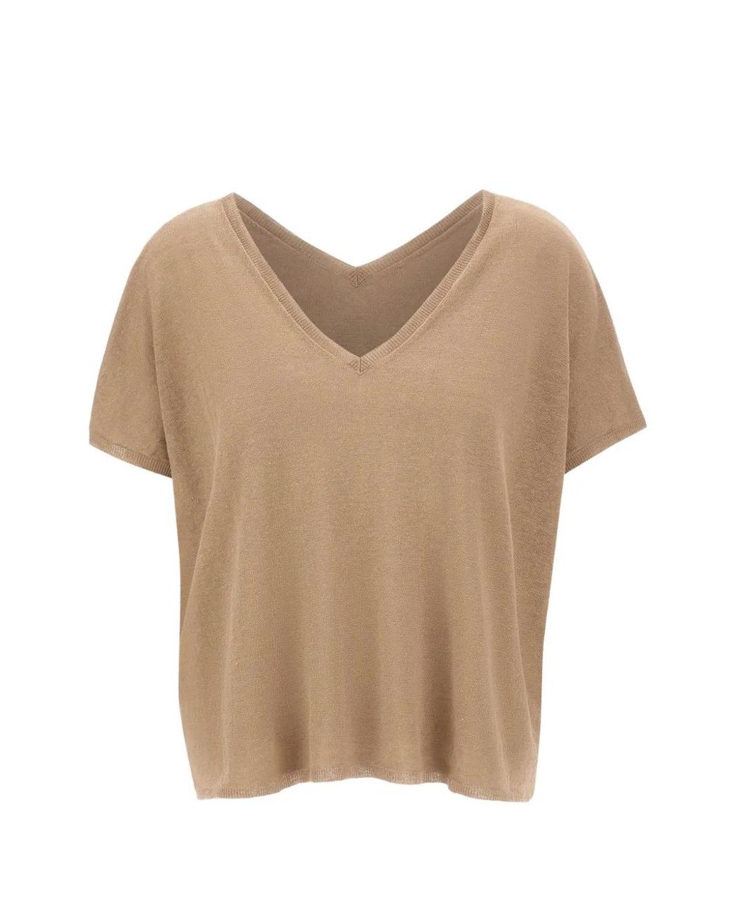 Kangra Natural V-Neck Short-Sleeve Top