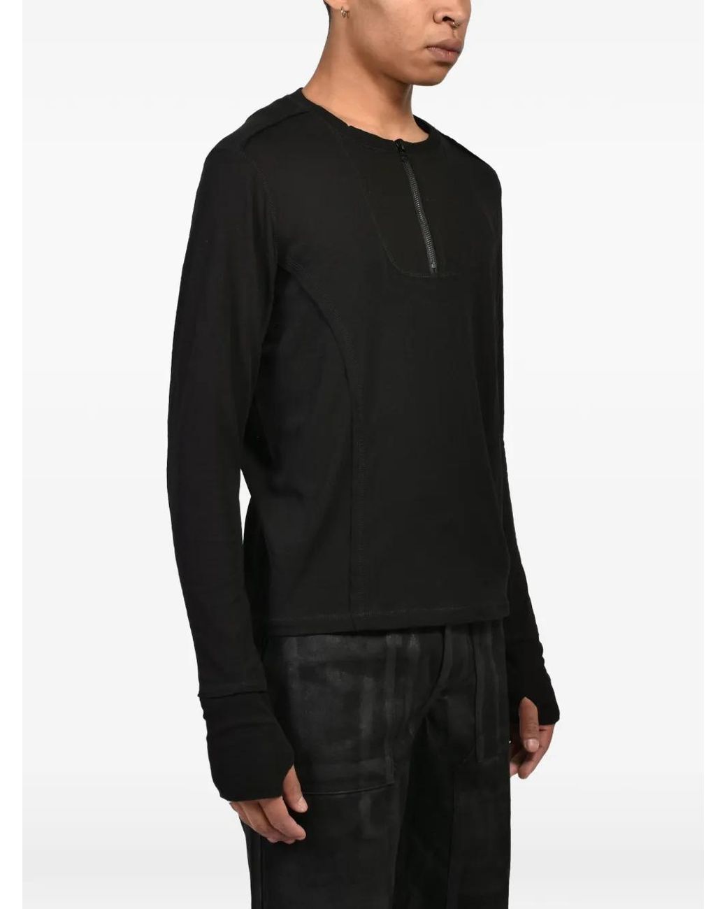 EPHMRL Black Half-Zip Long-Sleeves T-Shirt for men