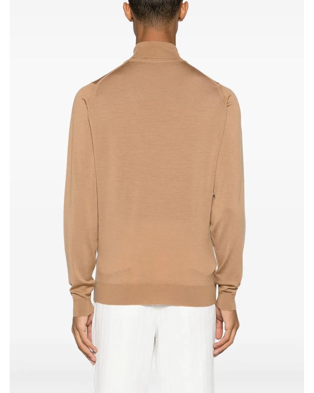 John Smedley Brown Fine-Knit Wool Roll-Neck Jumper for men