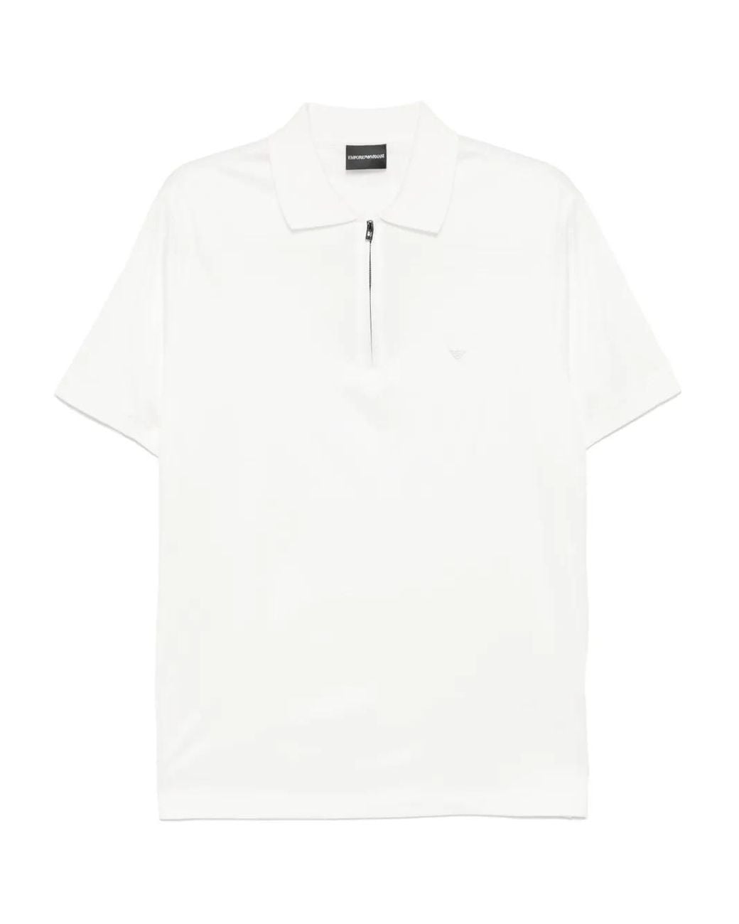 Emporio Armani White Logo-Patch Polo Shirt for men