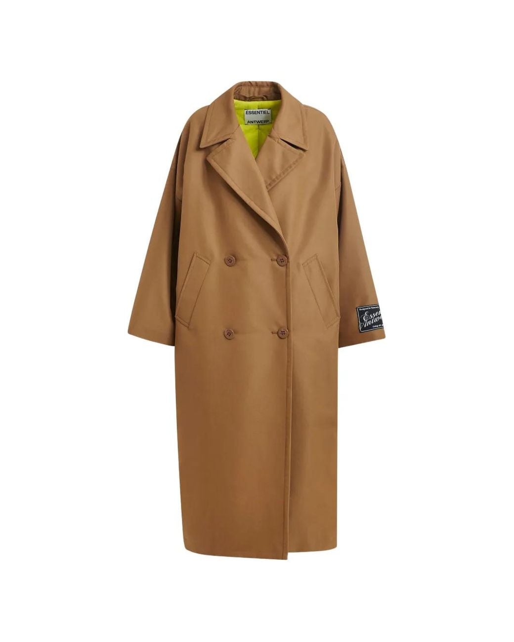Essentiel Antwerp Natural Logo-Patch Double-Breasted Coat