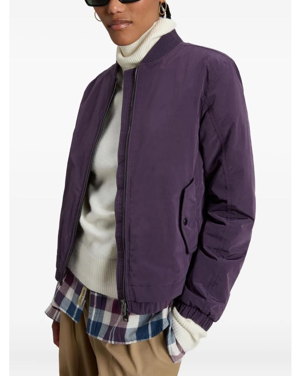 Woolrich Purple Ribbed-Cuff Bomber Jacket