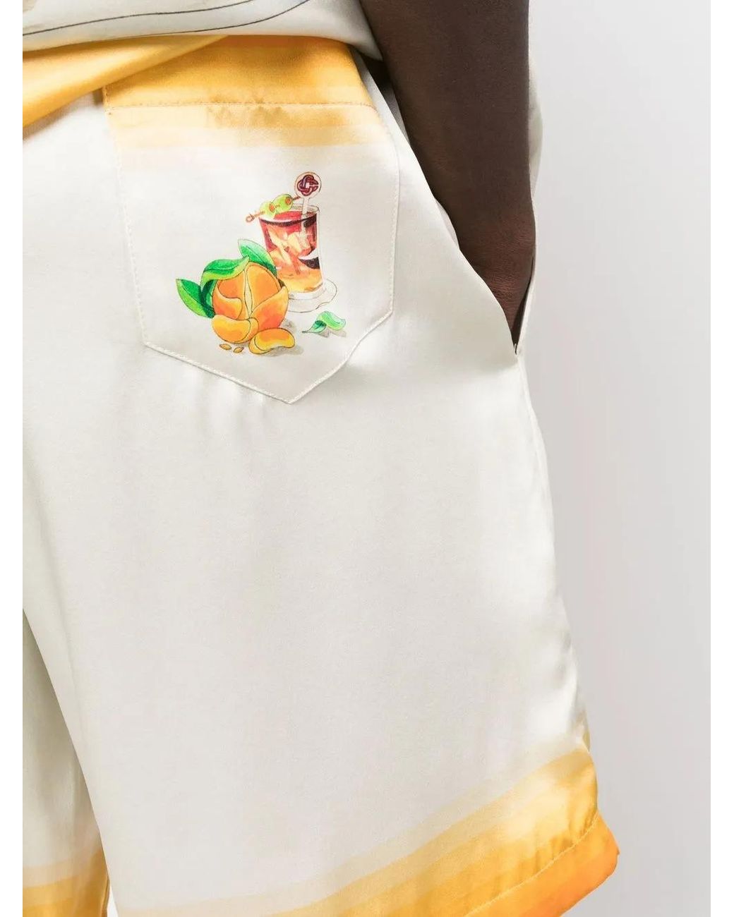 Casablanca White Graphic-Print Silk Shorts for men