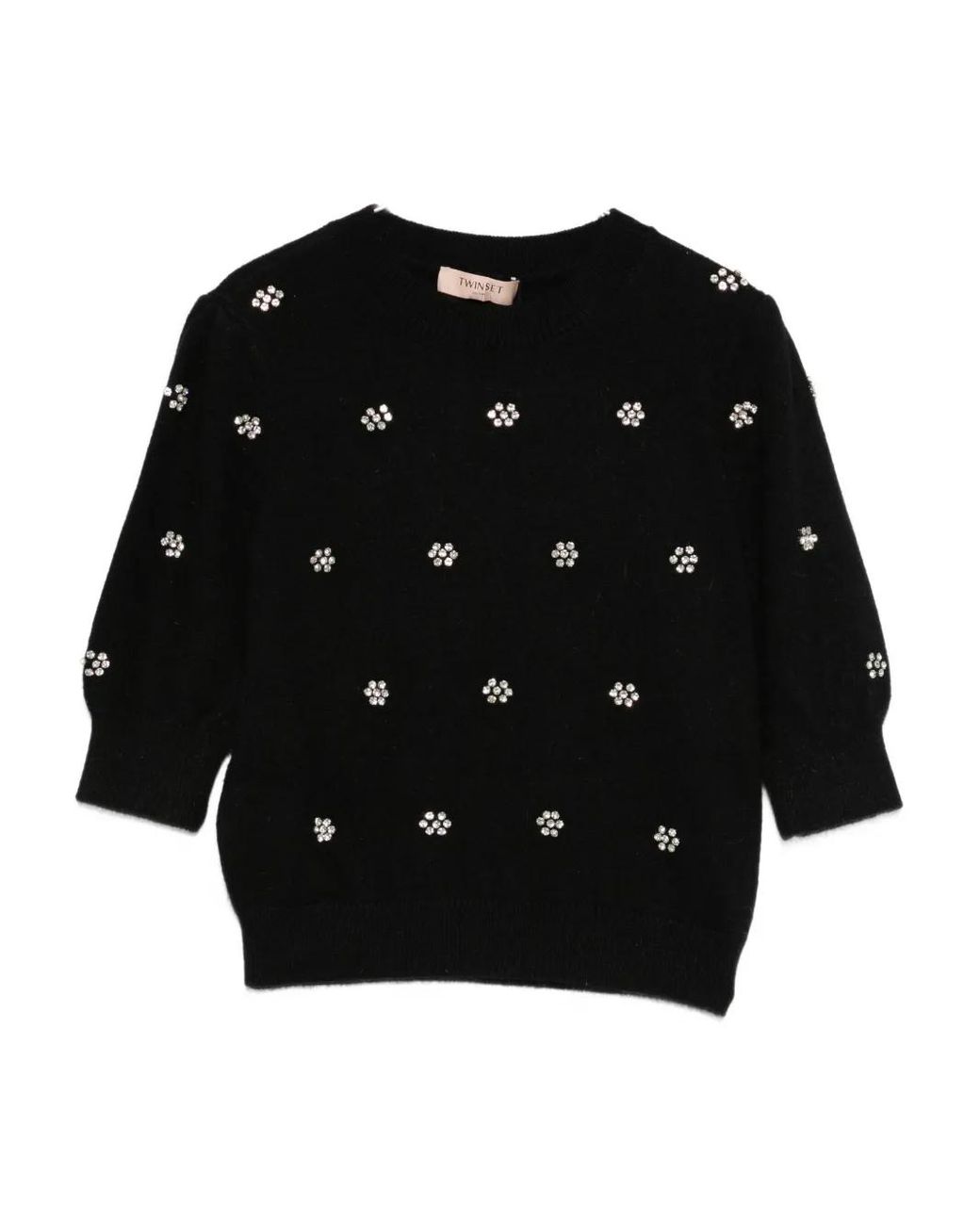 Twinset Black Crystal-Embellished Sweater