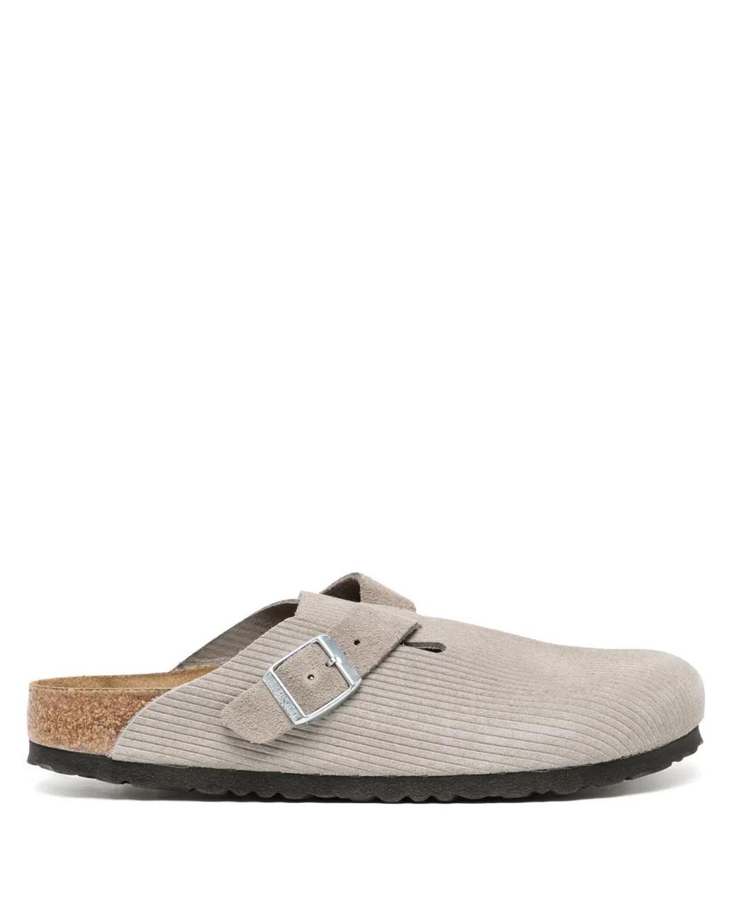 Birkenstock White Boston Embossed Suede Clogs for men