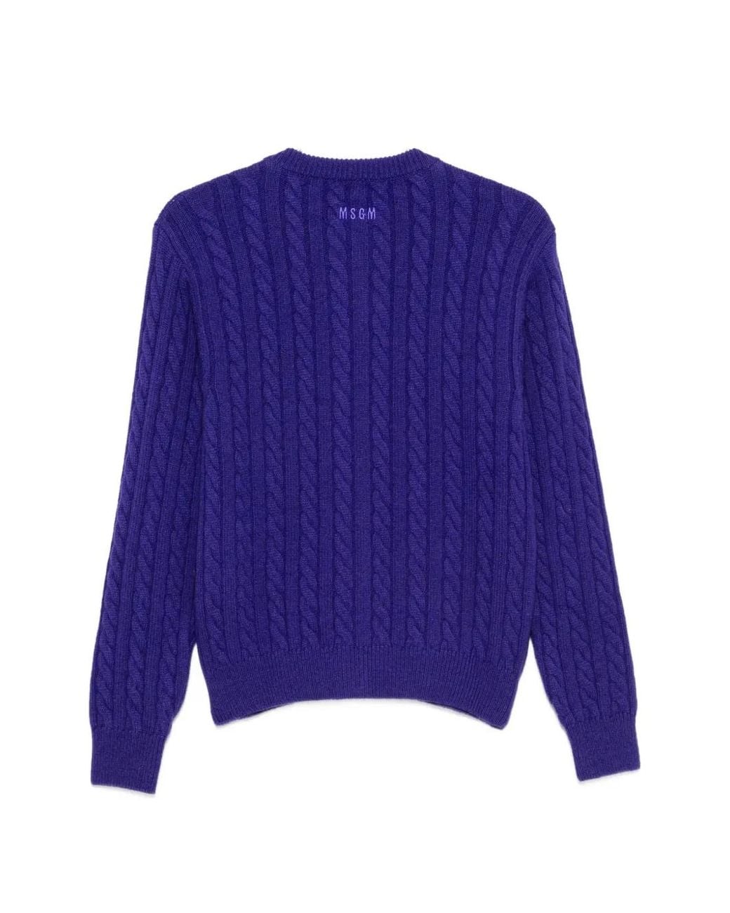 MSGM Blue Cable-Knit Button-Front Cardigan