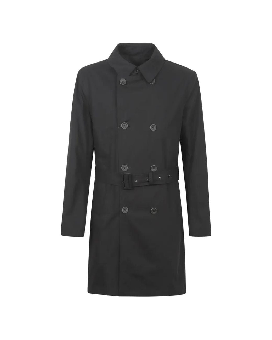 Herno Black Double-Breasted Trench Coat for men