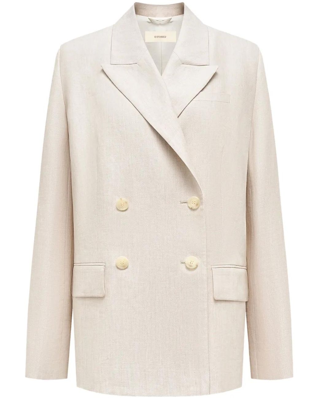 12 STOREEZ Natural Double-Breasted Linen Blazer