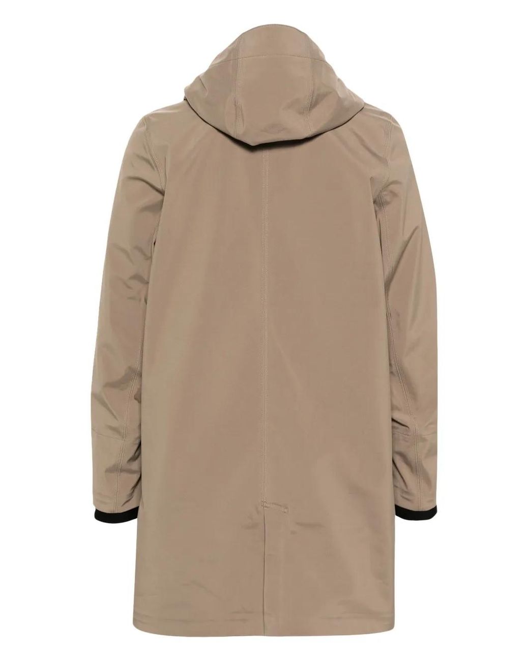 K-Way Natural Logo-Patch Hooded Single-Breasted Coat for men