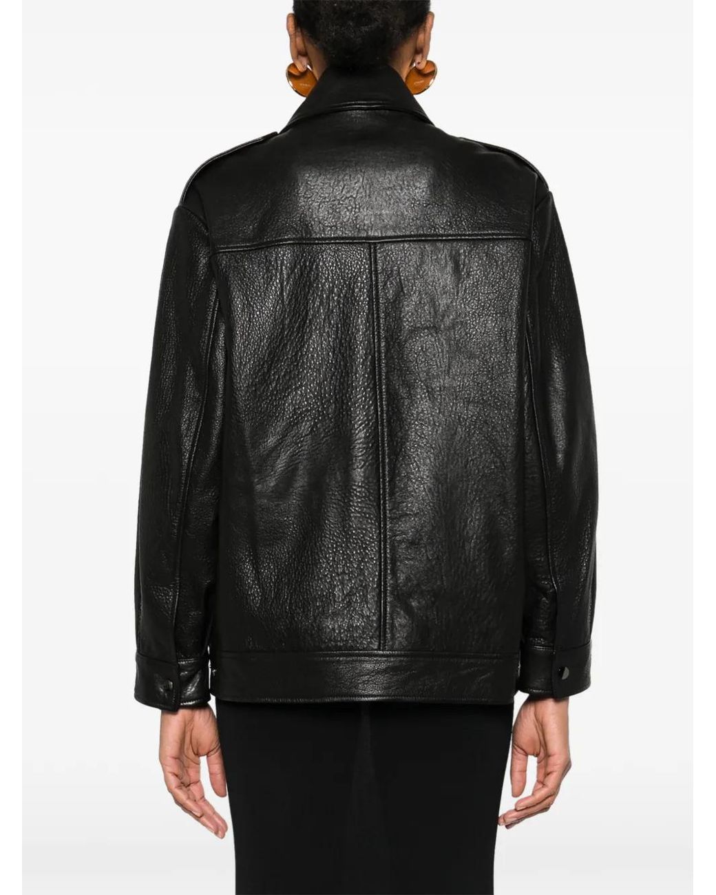 Nour Hammour Black Drey Leather Jacket