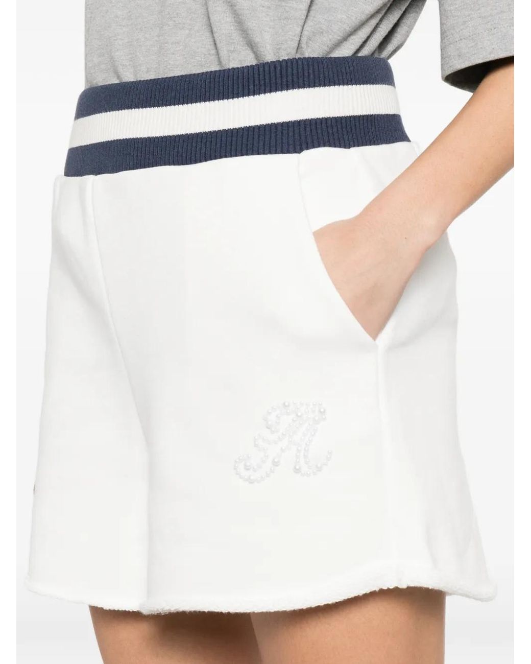 Autry Blue Ribbed Trim Logo Shorts