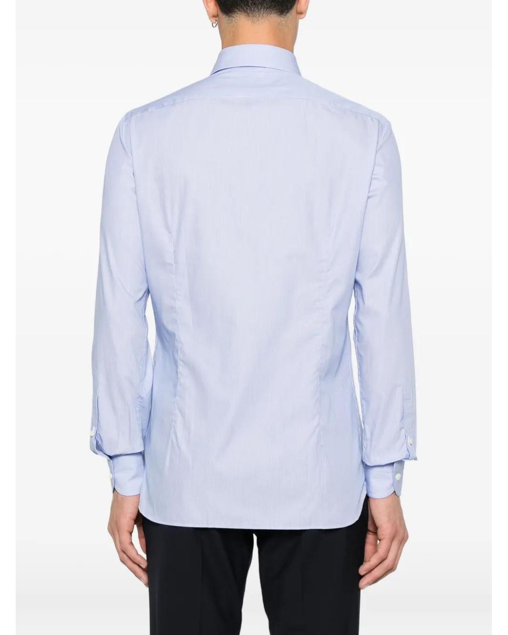 Truzzi Blue Striped Cotton Shirt for men