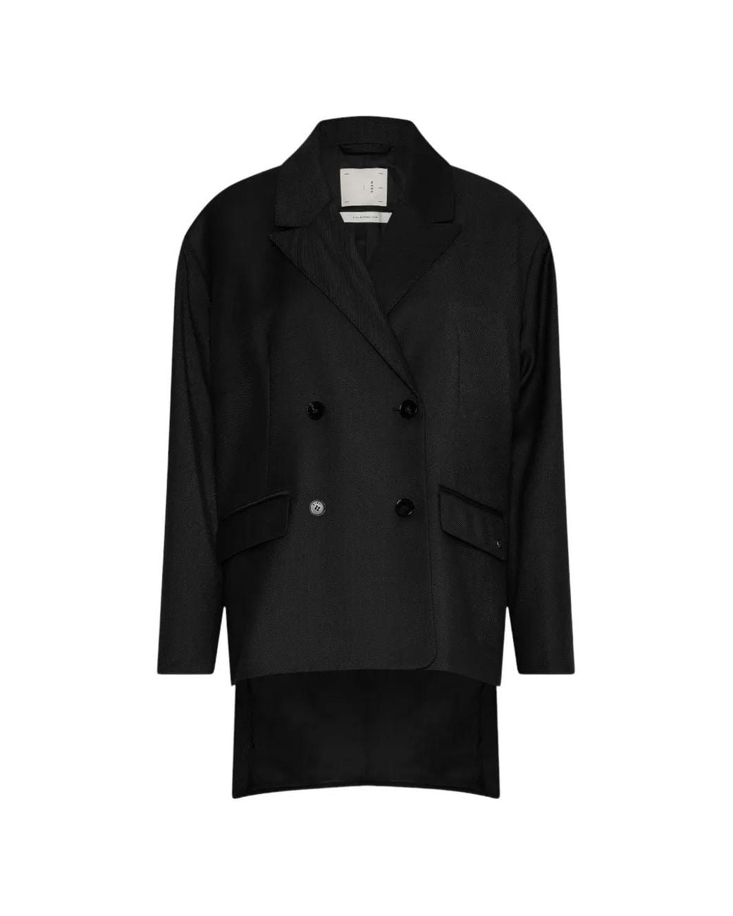 Stel Black Split-Hem Double-Breasted Blazer