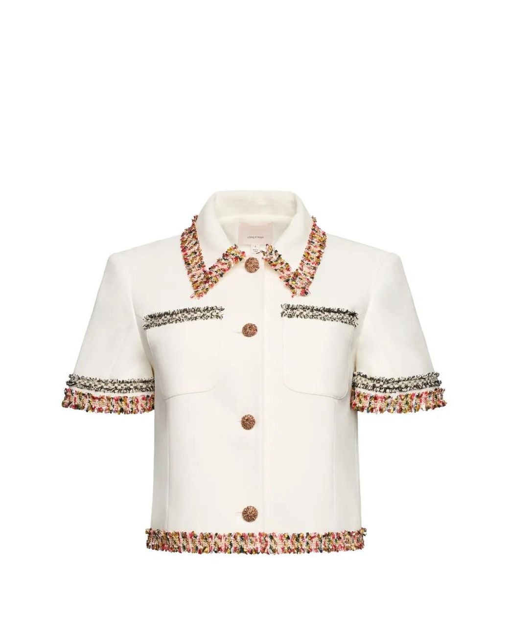 Cinq À Sept White Fringed Collared Jacket