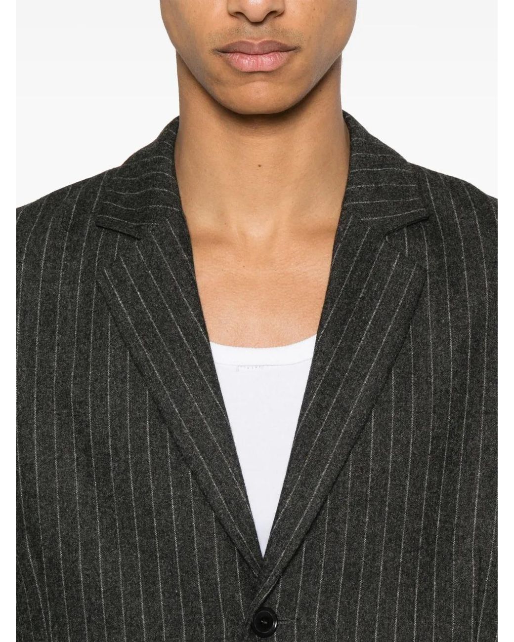 Samsøe & Samsøe Black Single-Breasted Pinstripe-Pattern Blazer for men