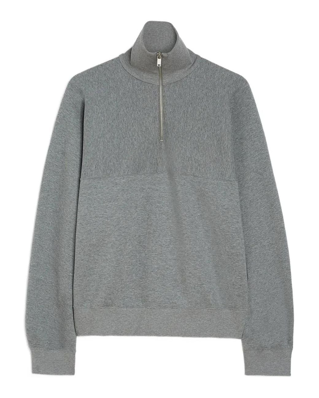 Jil Sander Gray Cotton Terry High-Neck Sweatshirt for men