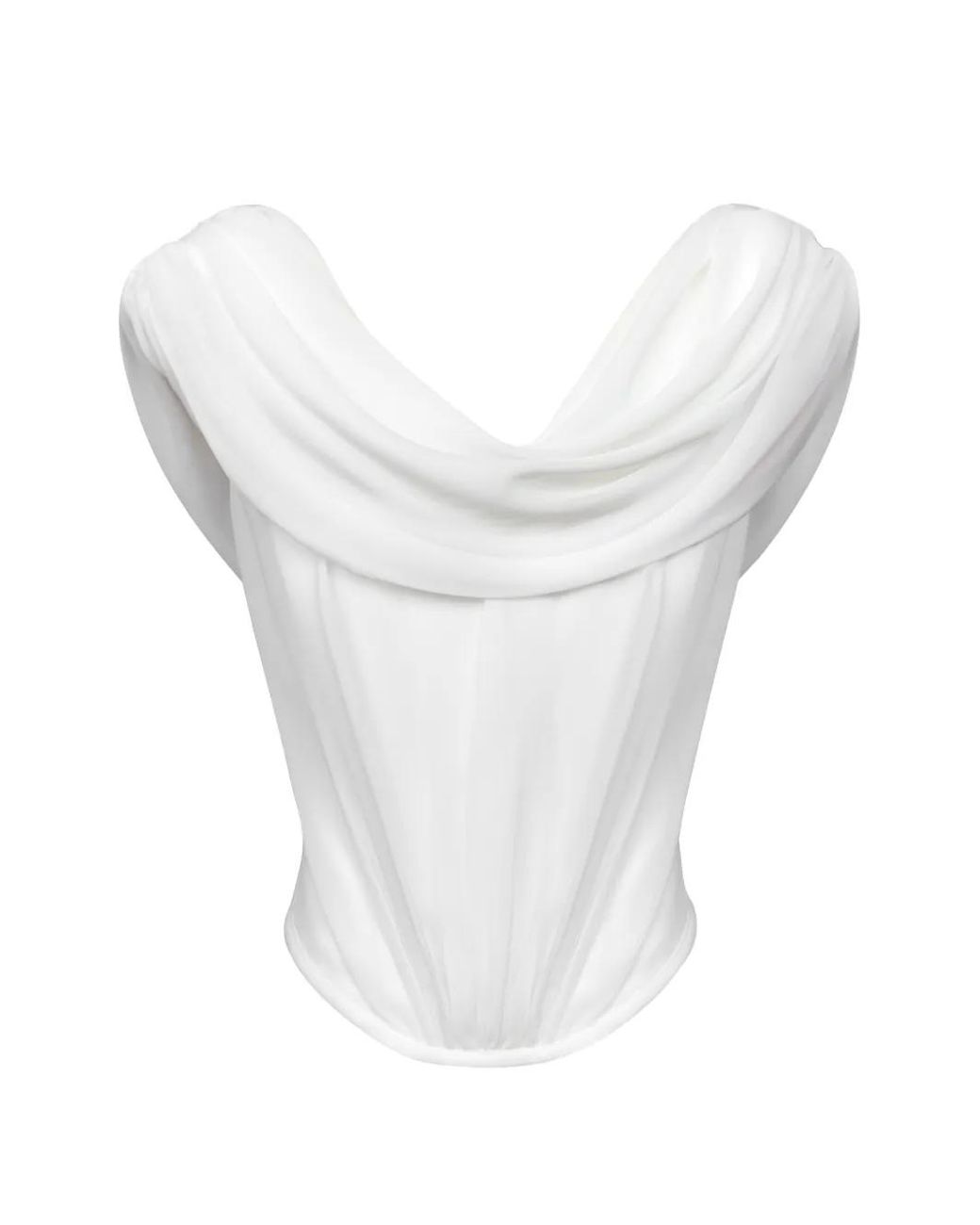POST MERIDIEM White Zip-Fastening Draped Top