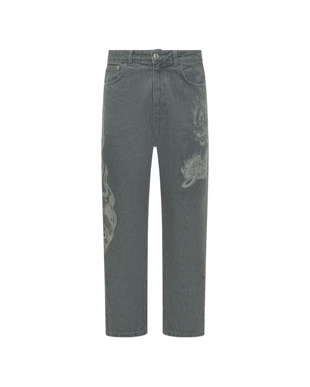 Gcds Gray Flame-Detail Jeans for men