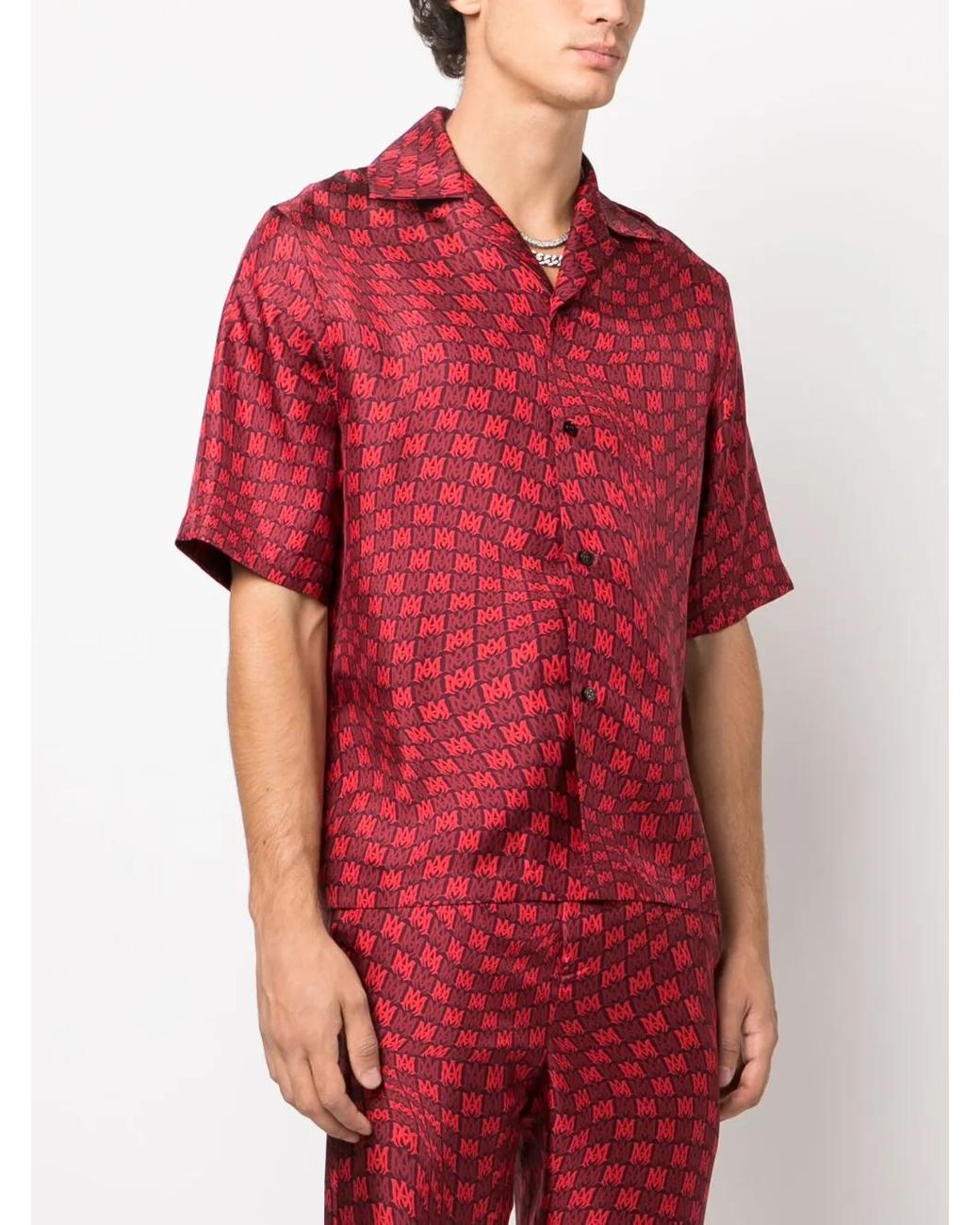 20-60代 人気ファッションブランド - Men's - Shirt Silk M.a. Wavy Browns X Amiri Silk Red in トップス