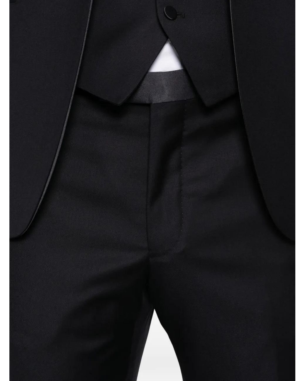 Tagliatore Black Shawl Collar Single-Breasted Suit (Set Of Three) for men