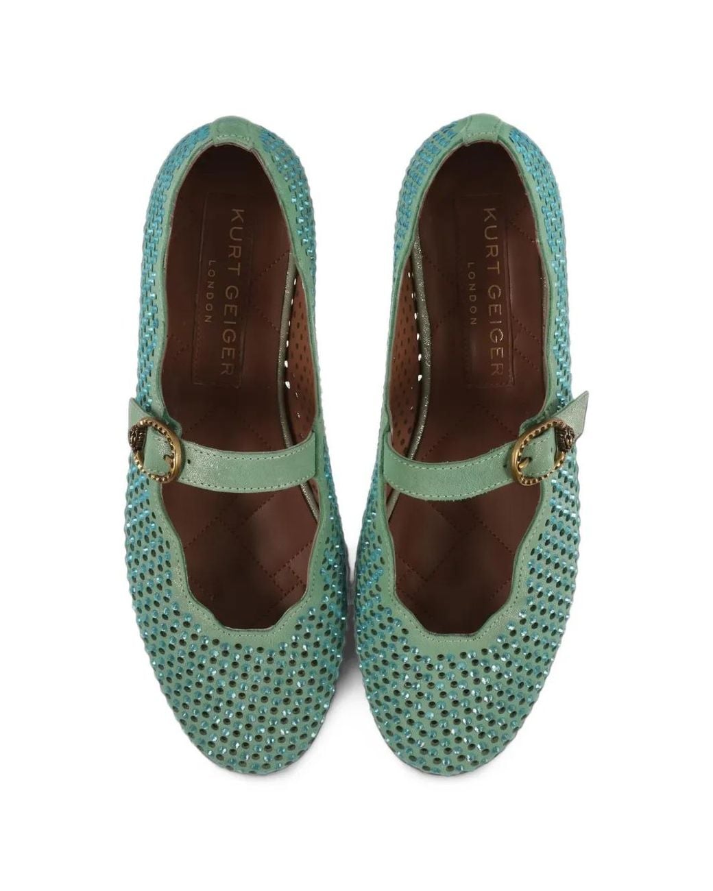 Kurt Geiger Green Wavy Mayfair Ballet Flat