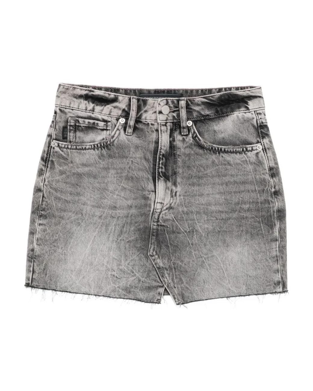 Superdry Gray Denim Straight Skirt