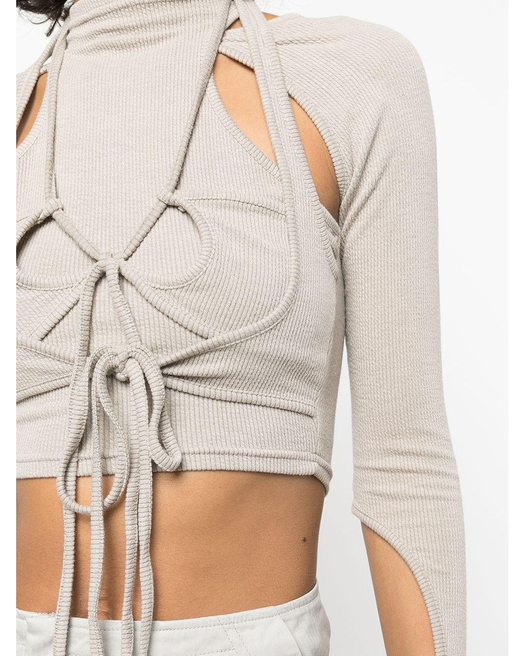 Hyein Seo Crossover-strap Cut-out Top in Gray | Lyst