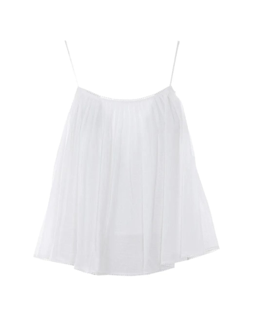 ELEH White Spaghetti Straps Embroidered Top