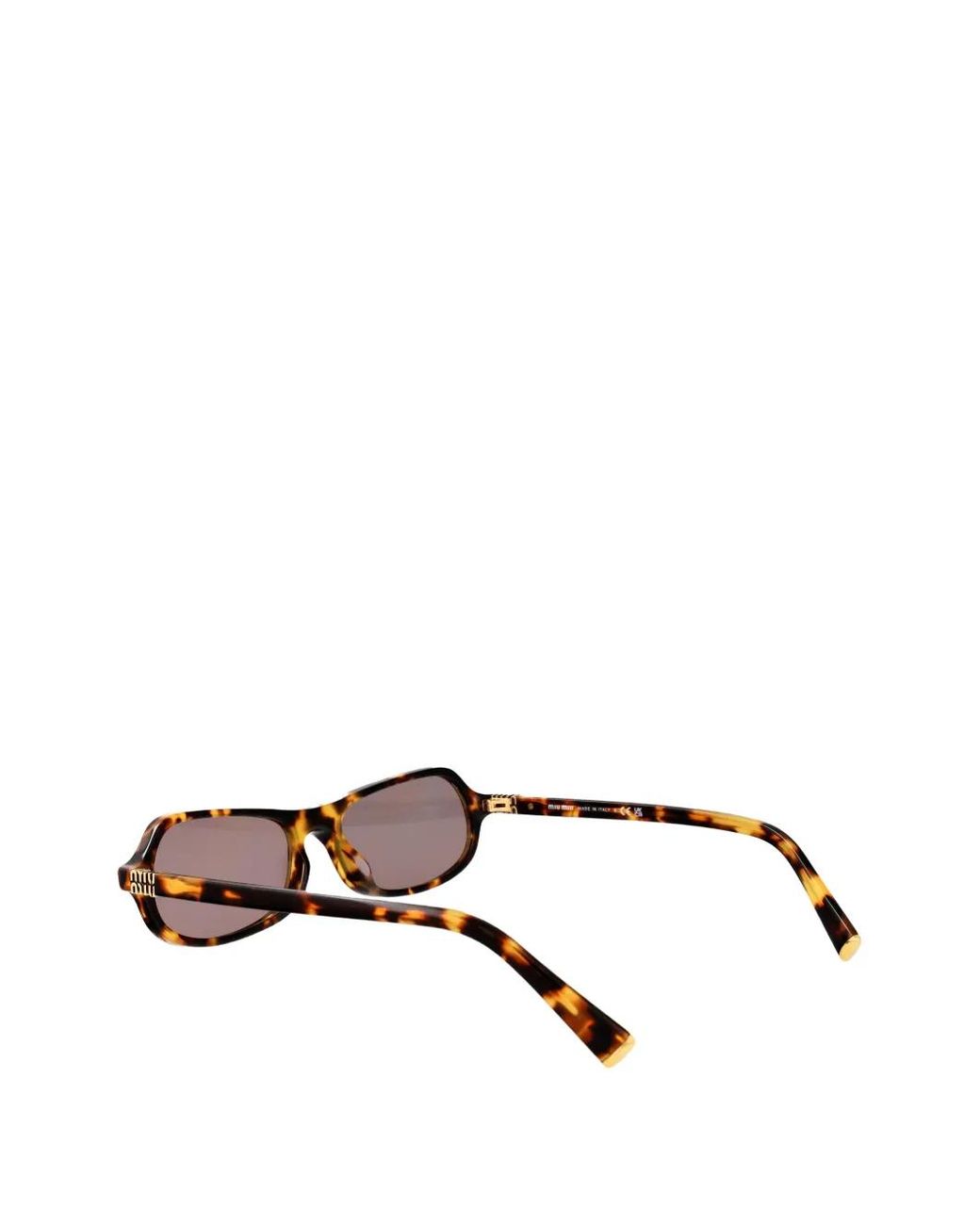 Miu Miu Brown Tortoiseshell-Effect Geometric-Frame Sunglasses