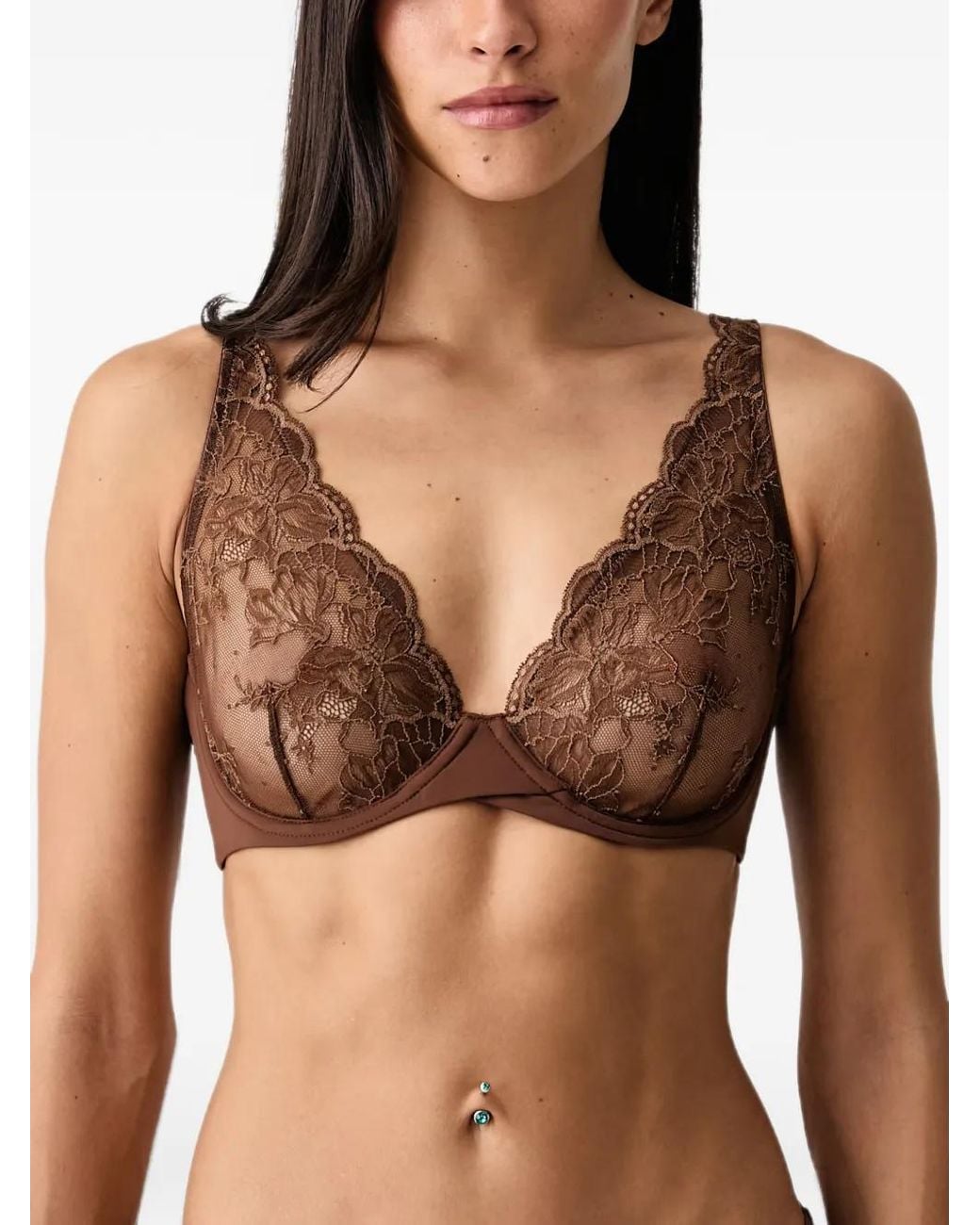 Guess Black Selene Lace-Panelled Underwired Bra