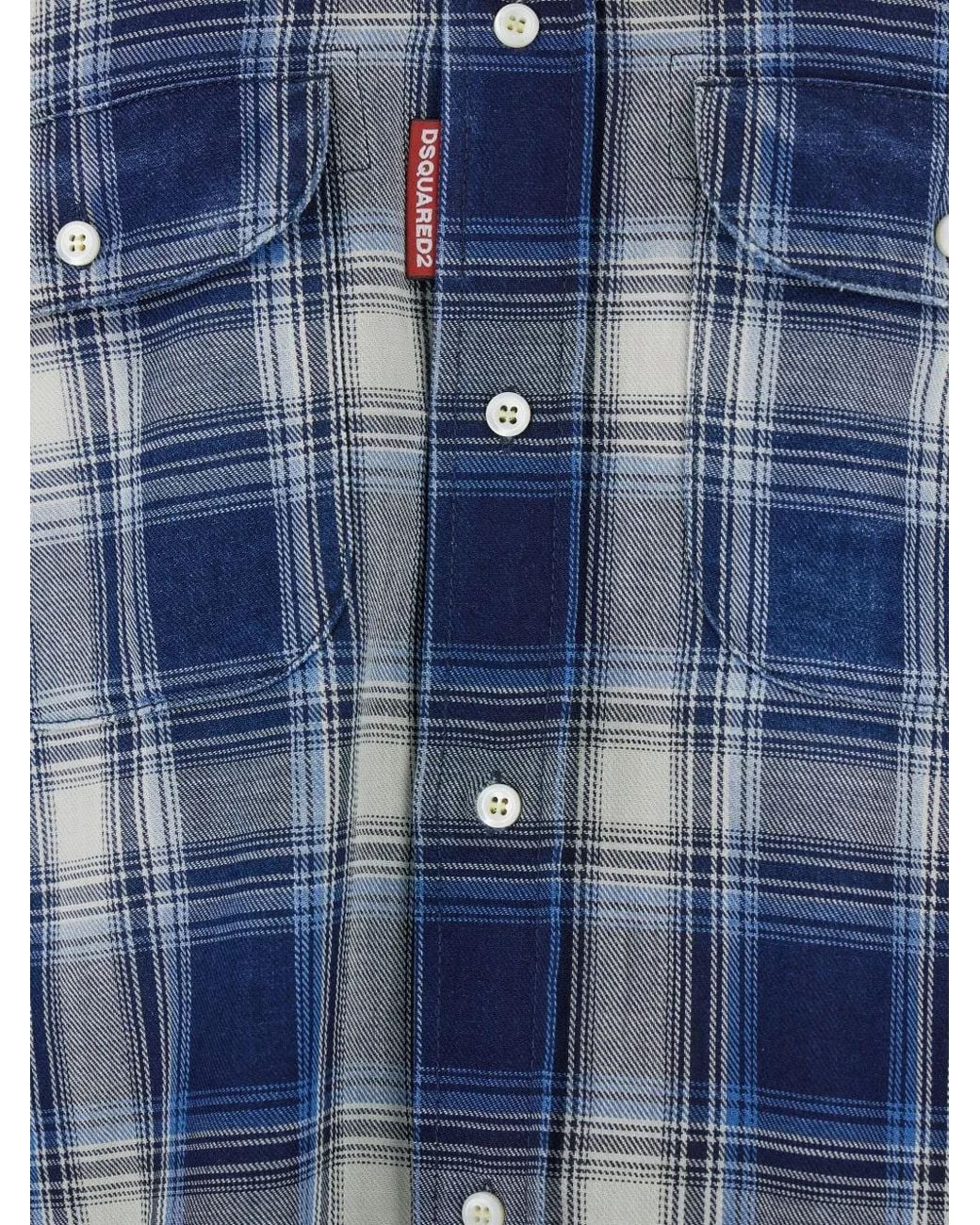 DSquared² Blue Canadian Vintage/ Plaid Cotton Shirt for men