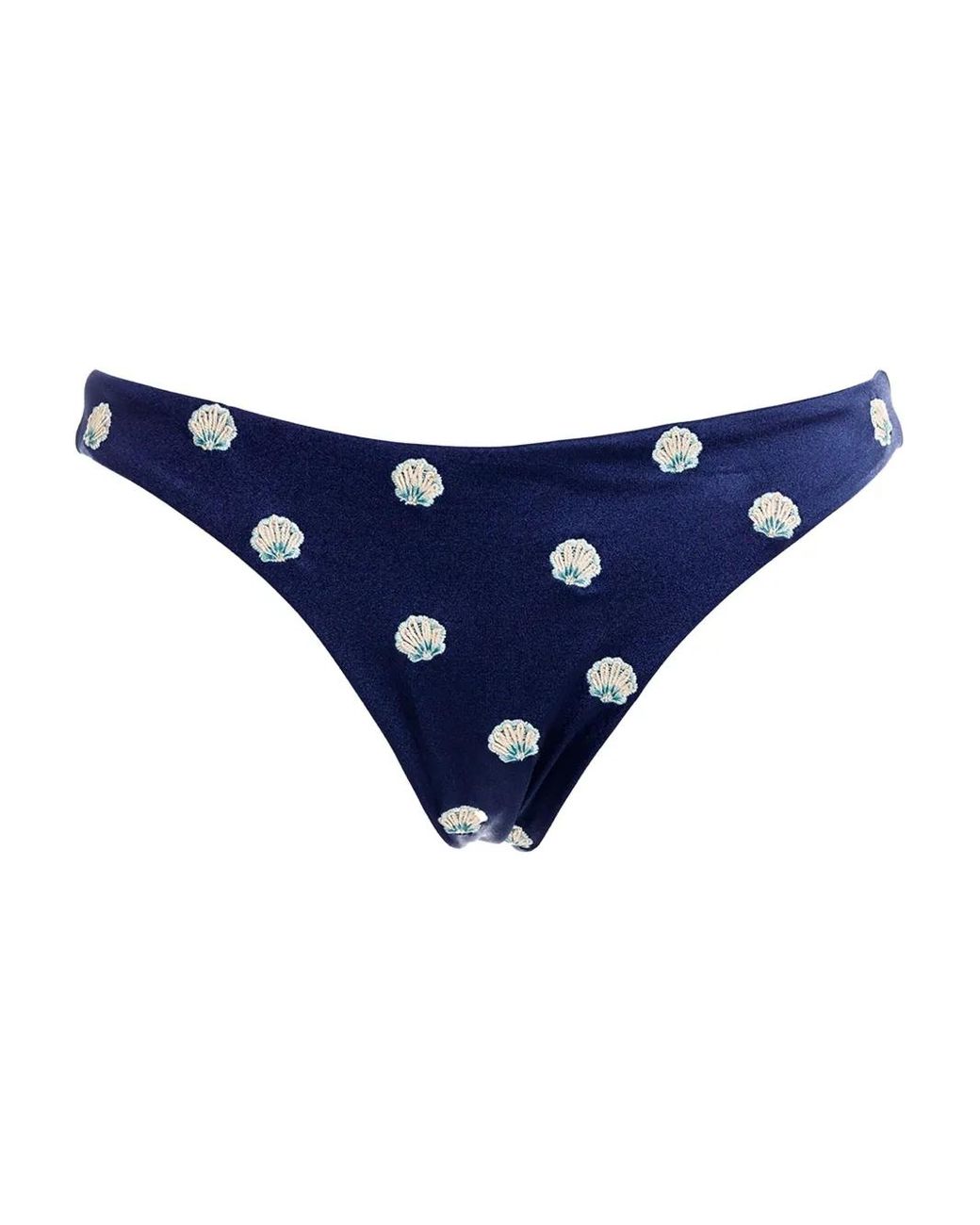 Agua Bendita Blue Shell-Print Bikini Bottoms