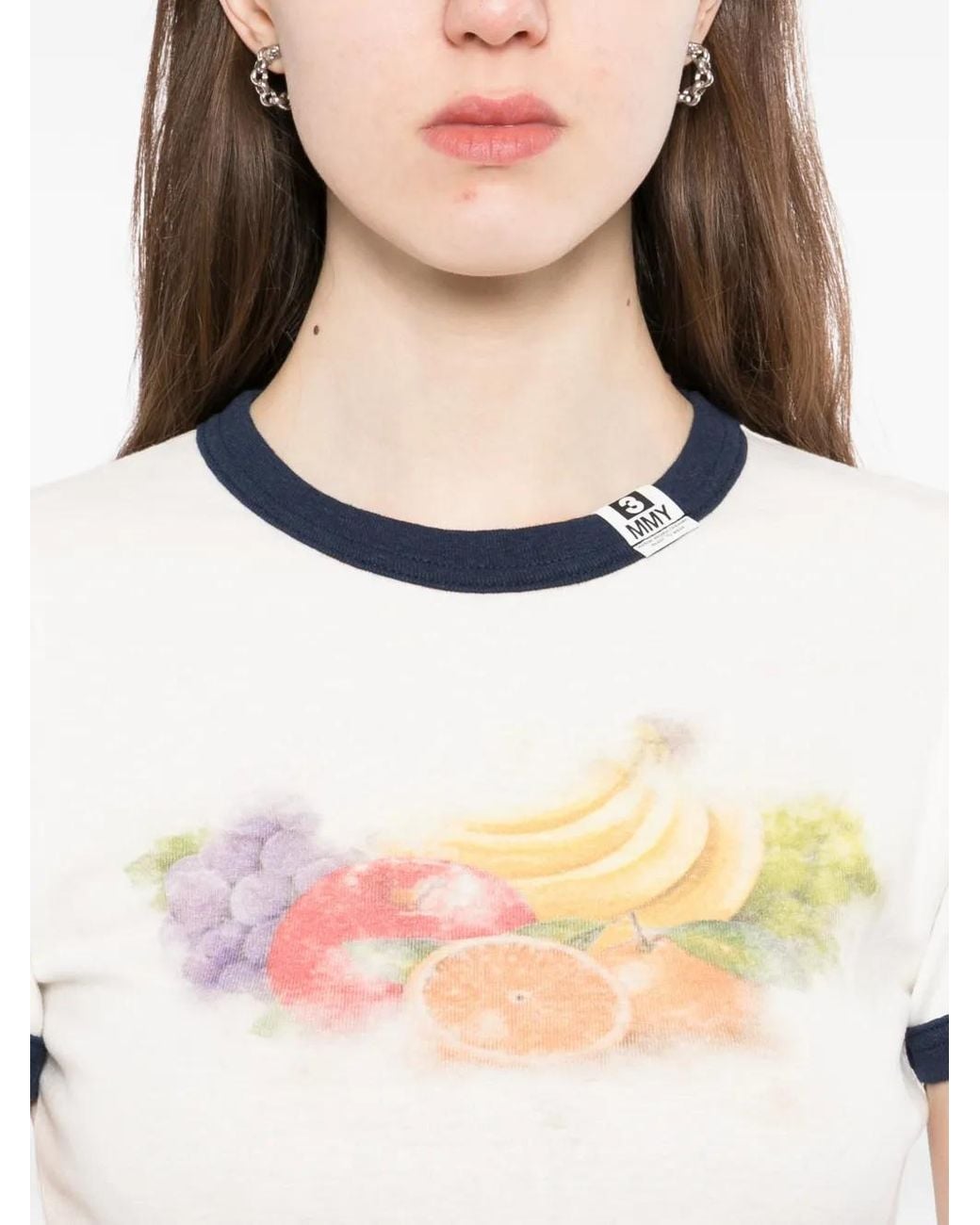 Maison Mihara Yasuhiro White Fruit Printed Ringer Mini T-Shirt